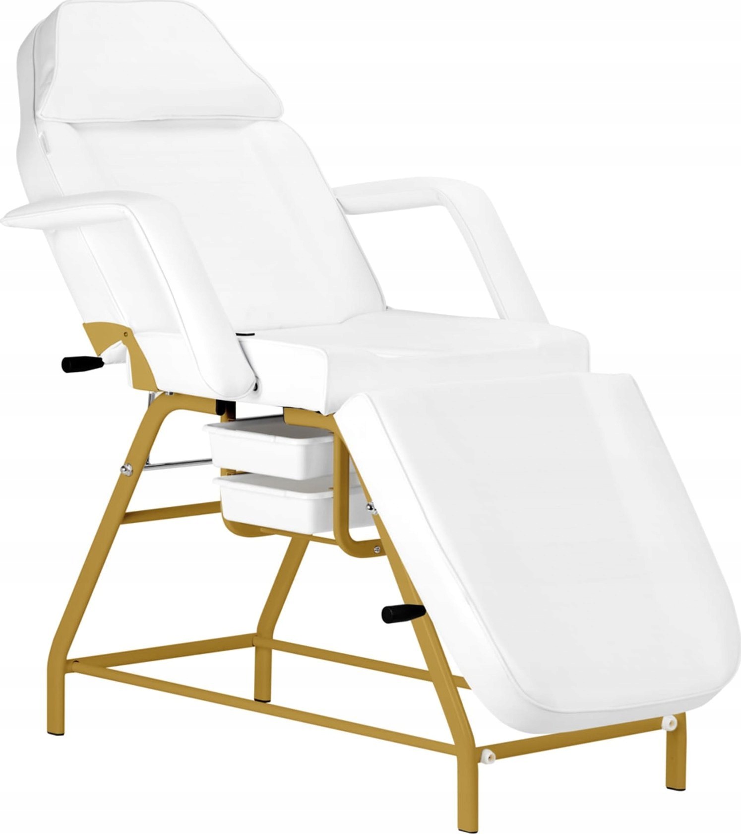Kosmetické křeslo Activeshop 557G s tácky, zlaté a bílé