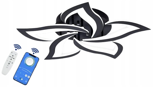 Led stropná lampa Loti 5 čierna v tvare Lotosového kvetu