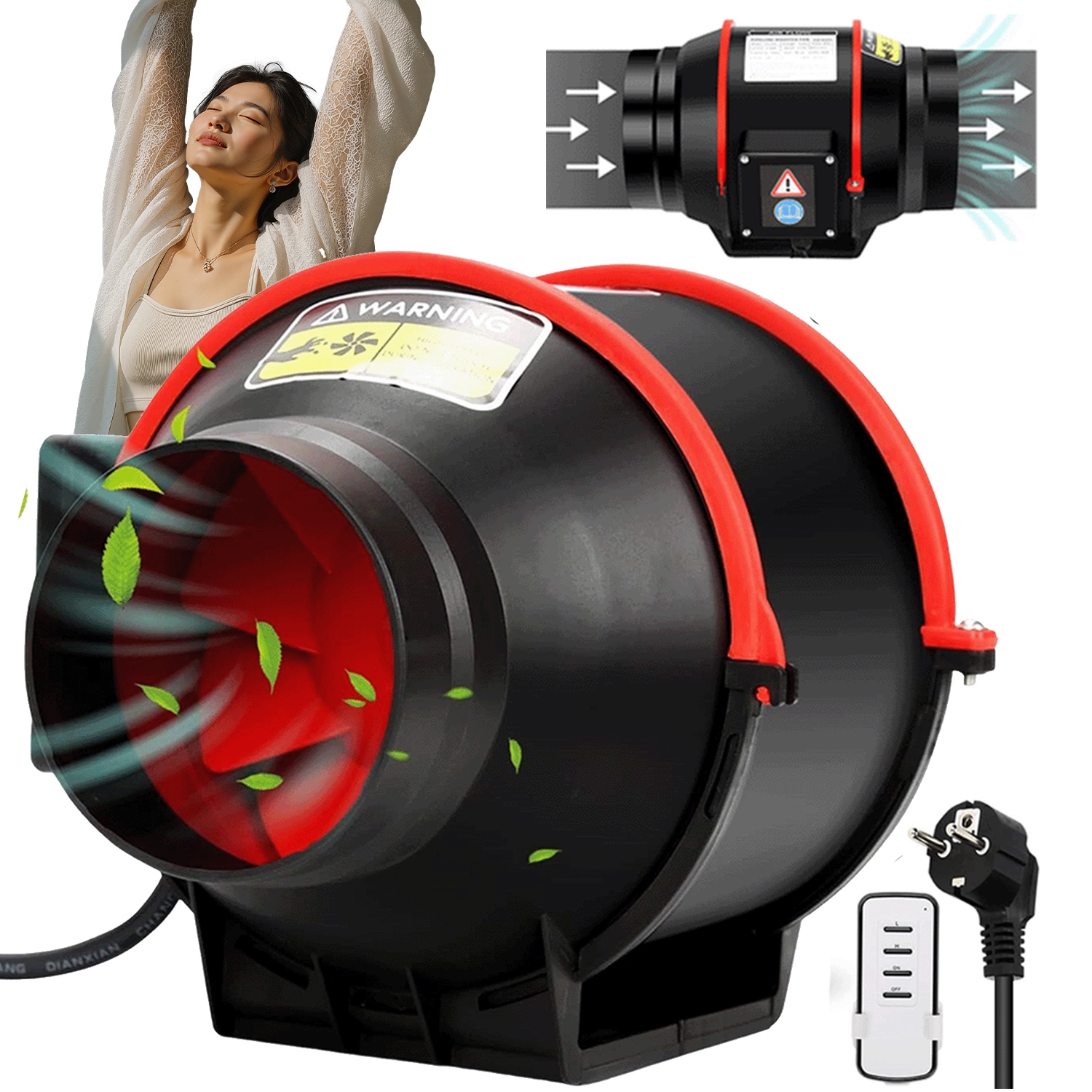 Kanálový ventilátor DC 100 mm Úsporný 310 m³/h pro pěstební stan