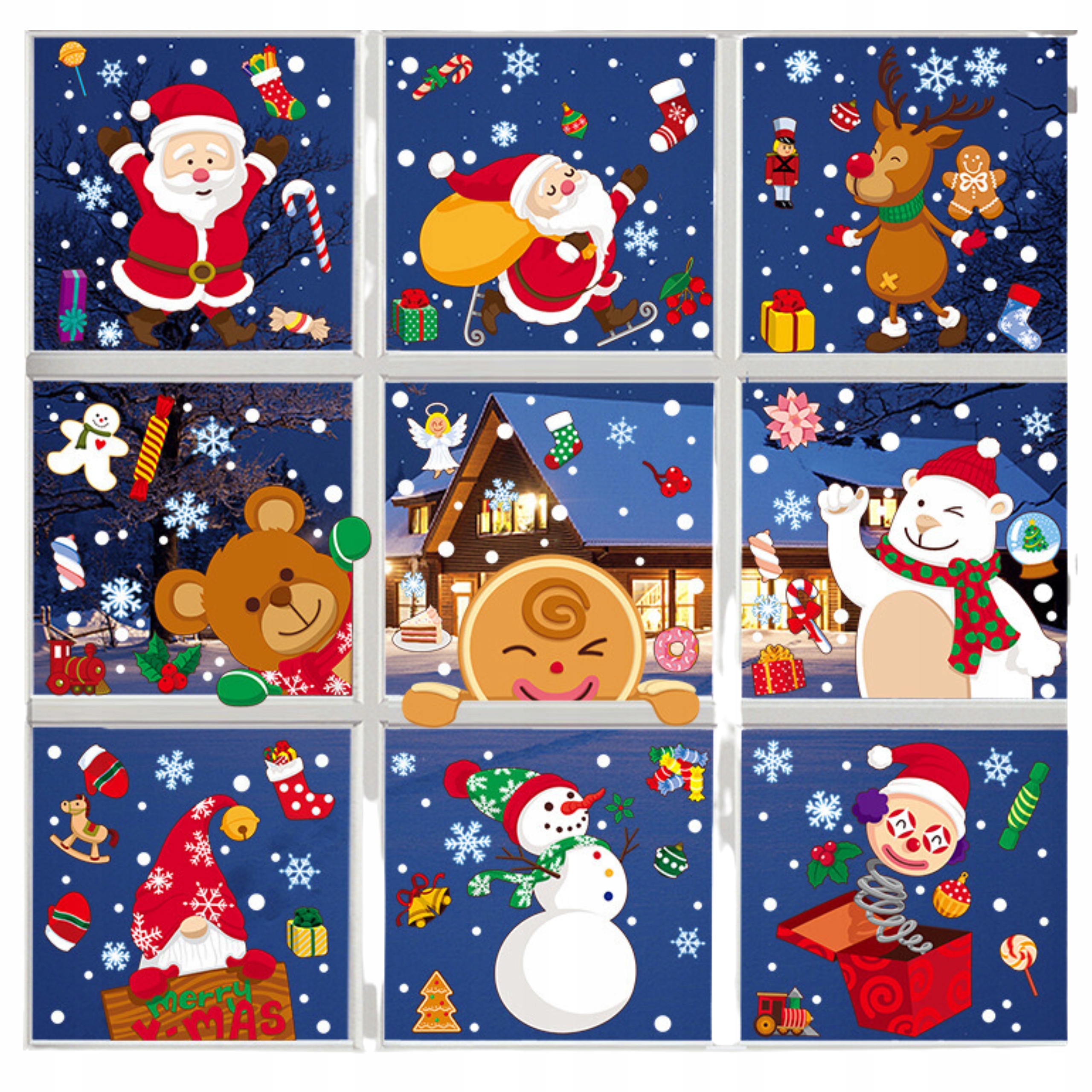 NAKLEJKI ŚWIĄTECZNE BOŻONARODENIOWE OZDOBY NA OKNO SZYBĘ ŚNIEŻYNKI ŚWIĘTA