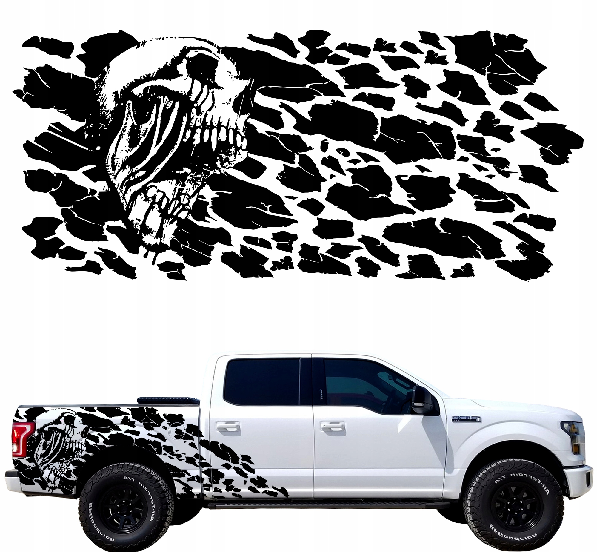 Samolepky Na Bok Auta Lebka Off Road 200x88