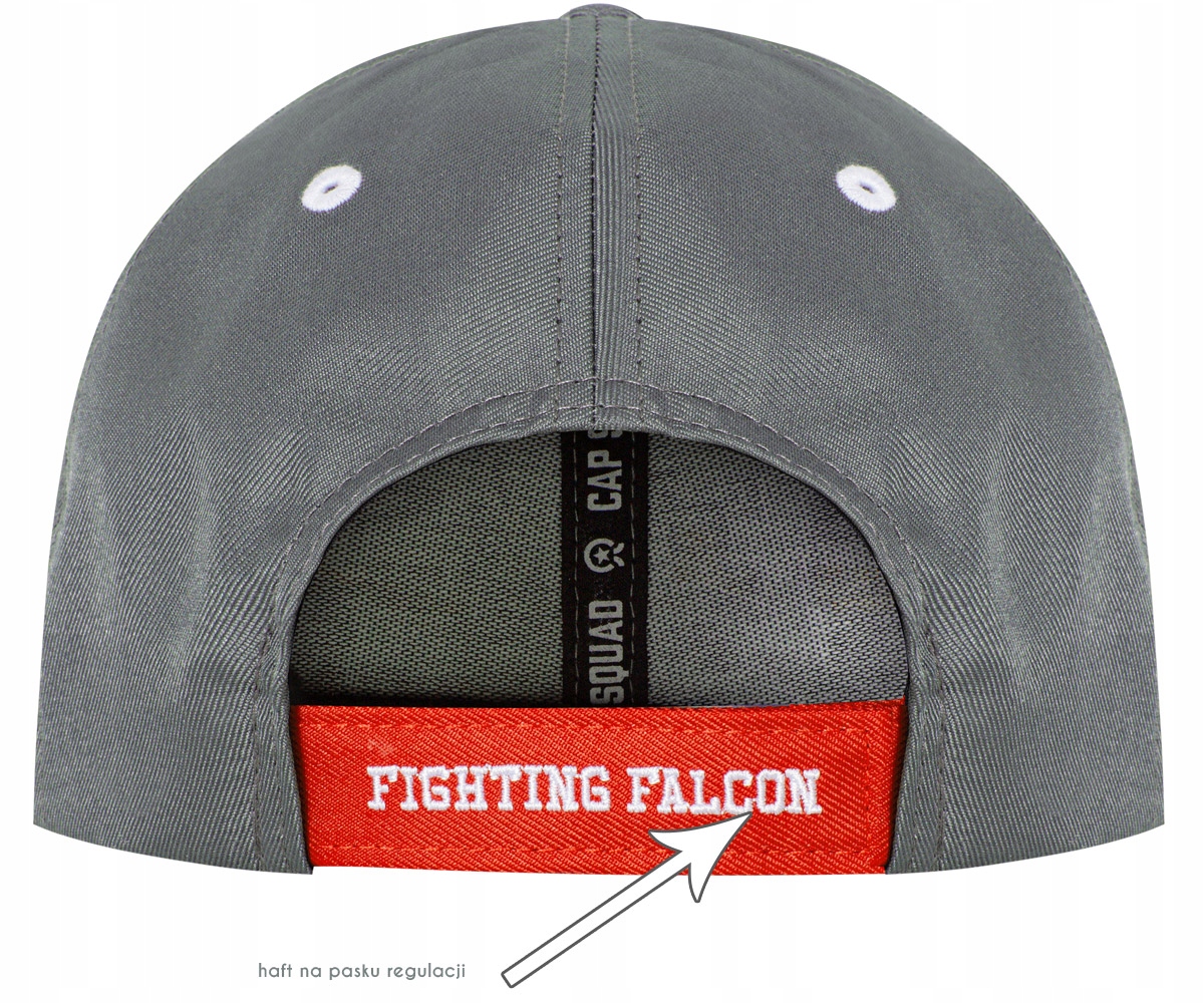 Szara czapka baseballowa z daszkiem, bejsbolówka, F-16 Kolor szary