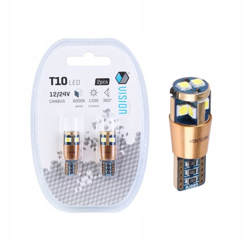 Żarówki W5W T10 Led 12/24V Canbus 6000K White Biała