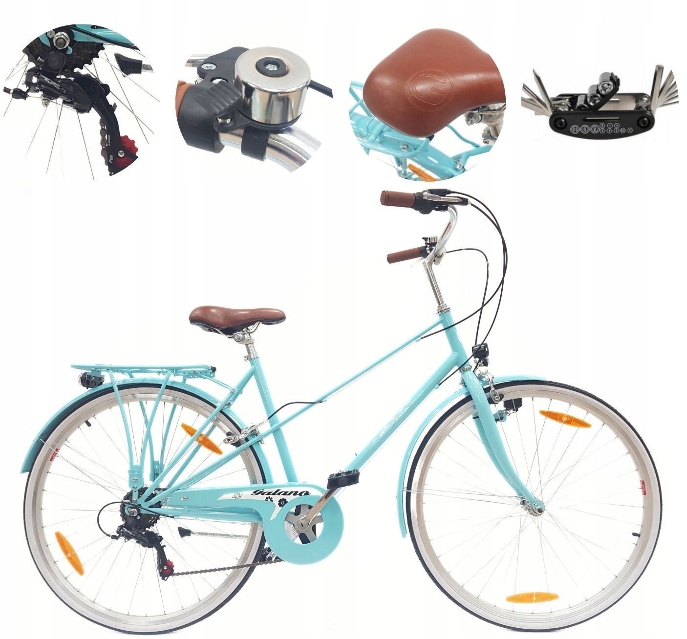 Dámské městské kolo 28 Kufr Stopka Zvonek Revo Odraz Dynamo Světla