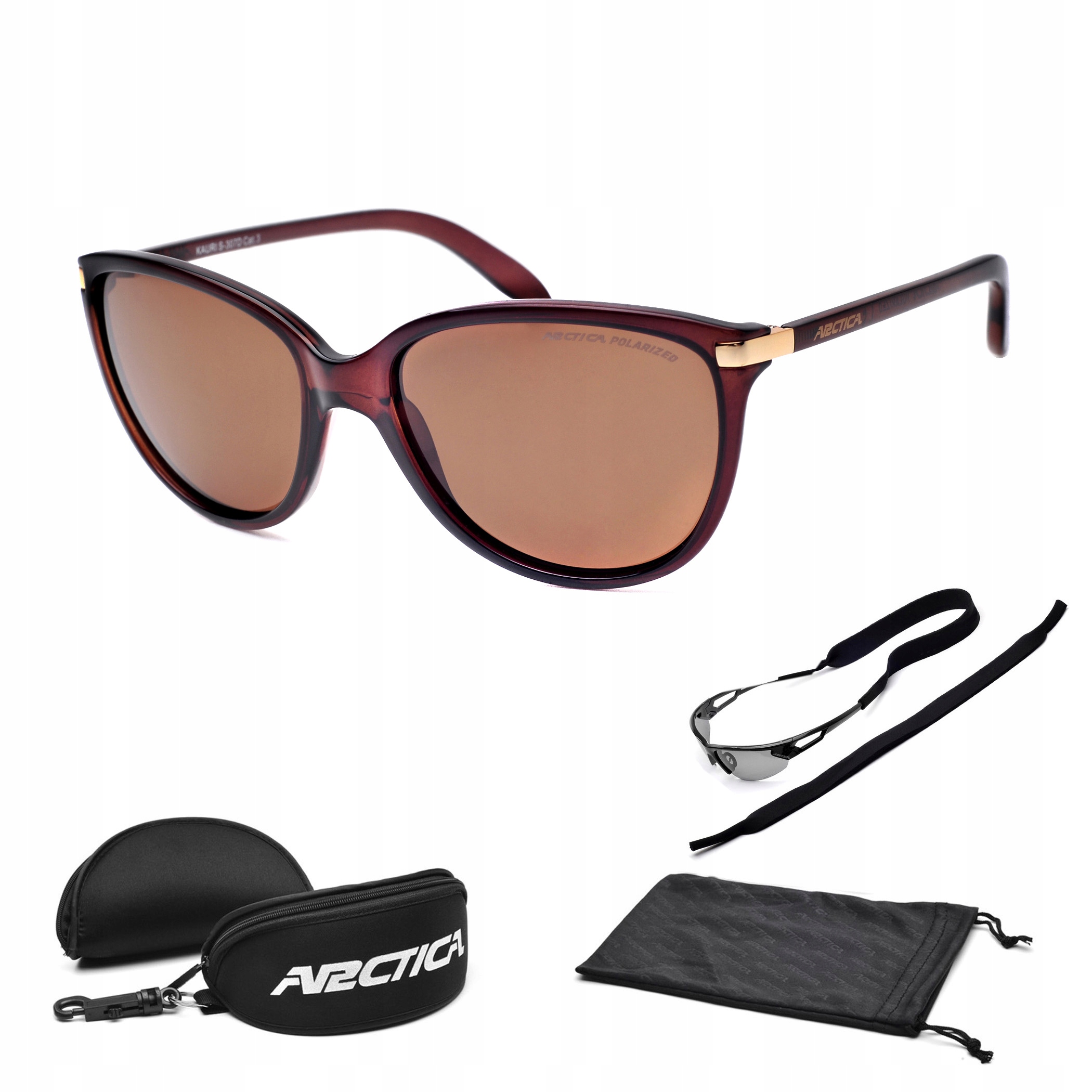 Arctica S-307D Okulary Polaryzacyjne Damskie Kocie Brązowe Soczewki UV400