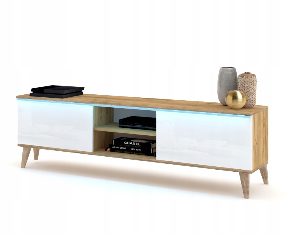 Skříňka Rtv King Dub Craft Bílý Lesk 160 Led