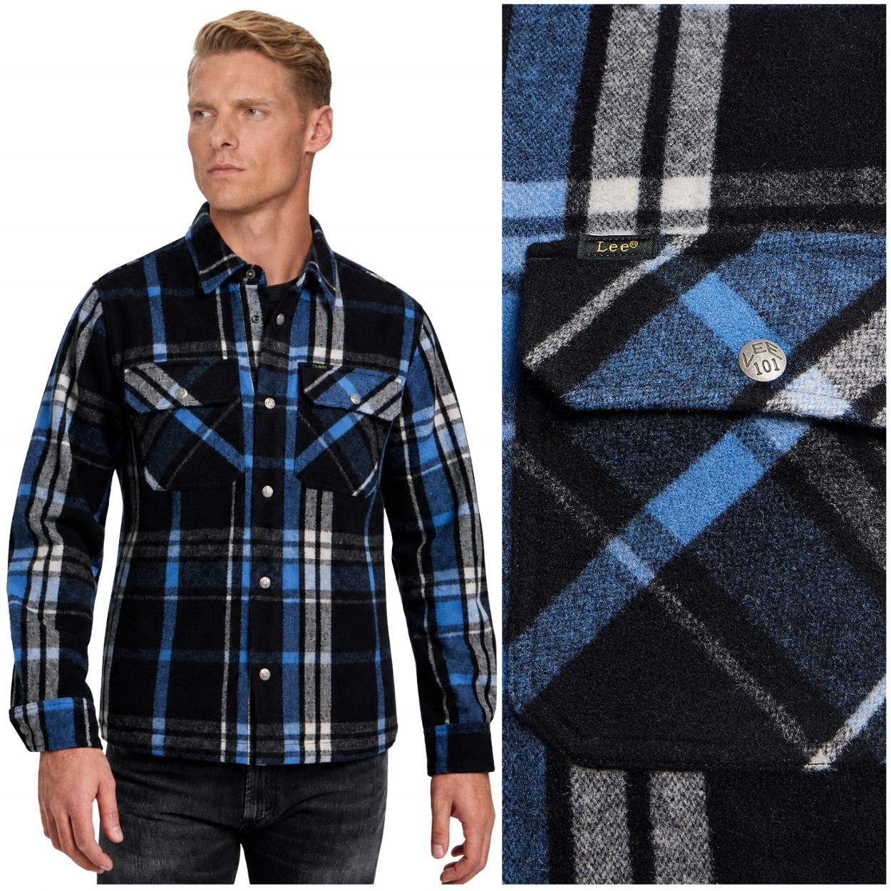 Lee 101 Wool Overshirt prémiová vlněná košile bunda katana krata L