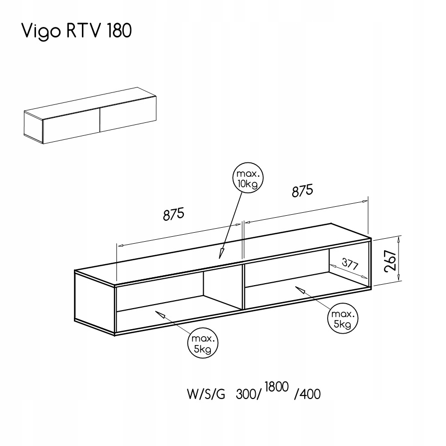 Szafka RTV VIGO 180 cm czarny/ wotan - Cama Meble Marka Cama Meble