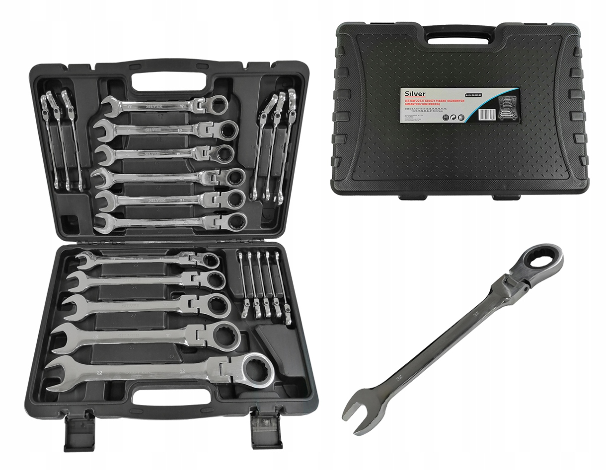 ZESTAW KLUCZY PŁASKO OCZKOWYCH Z GRZECHOTKĄ 6-32MM