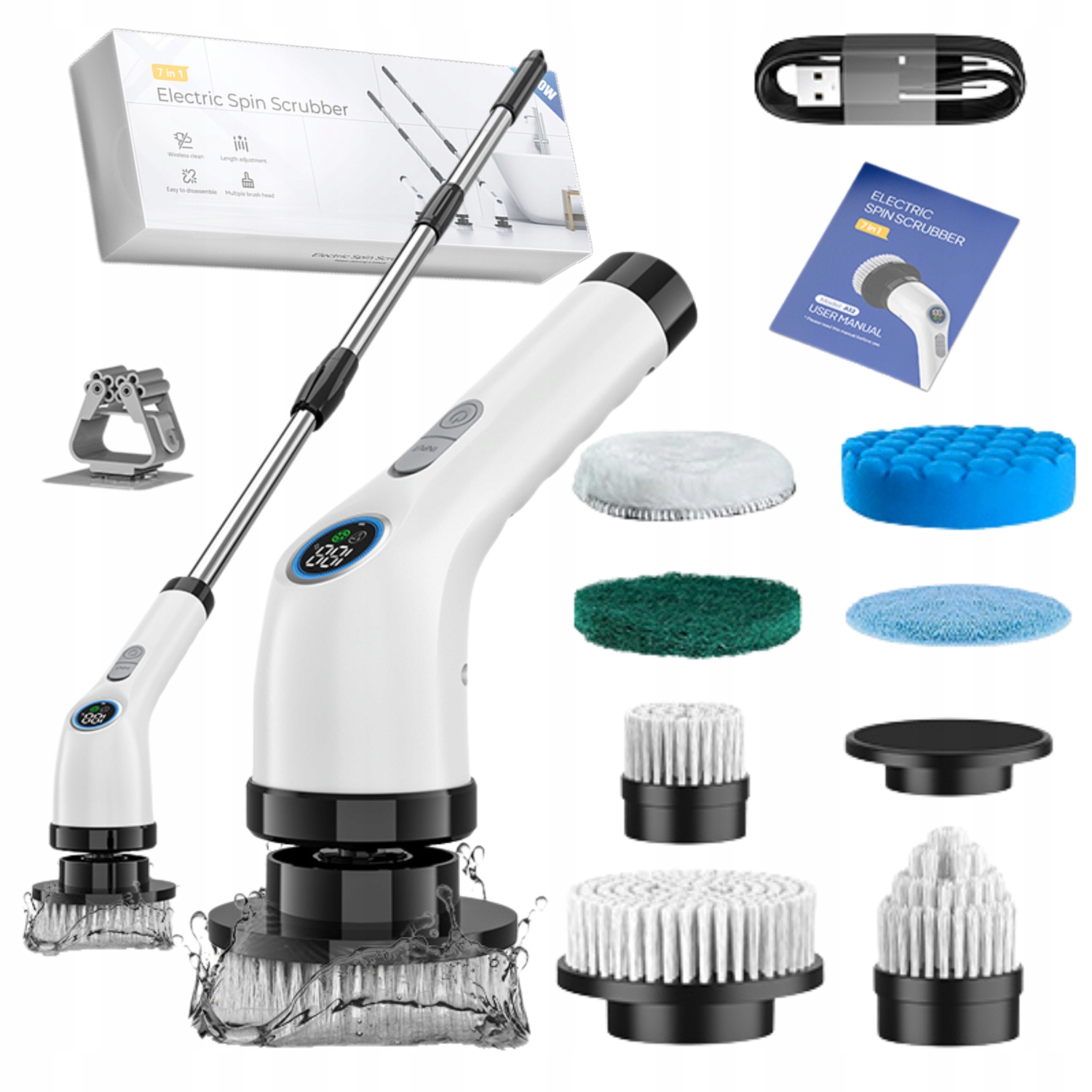 Levně Elektrický rotační kartáč pro úklid kuchyňské koupelny 7v1