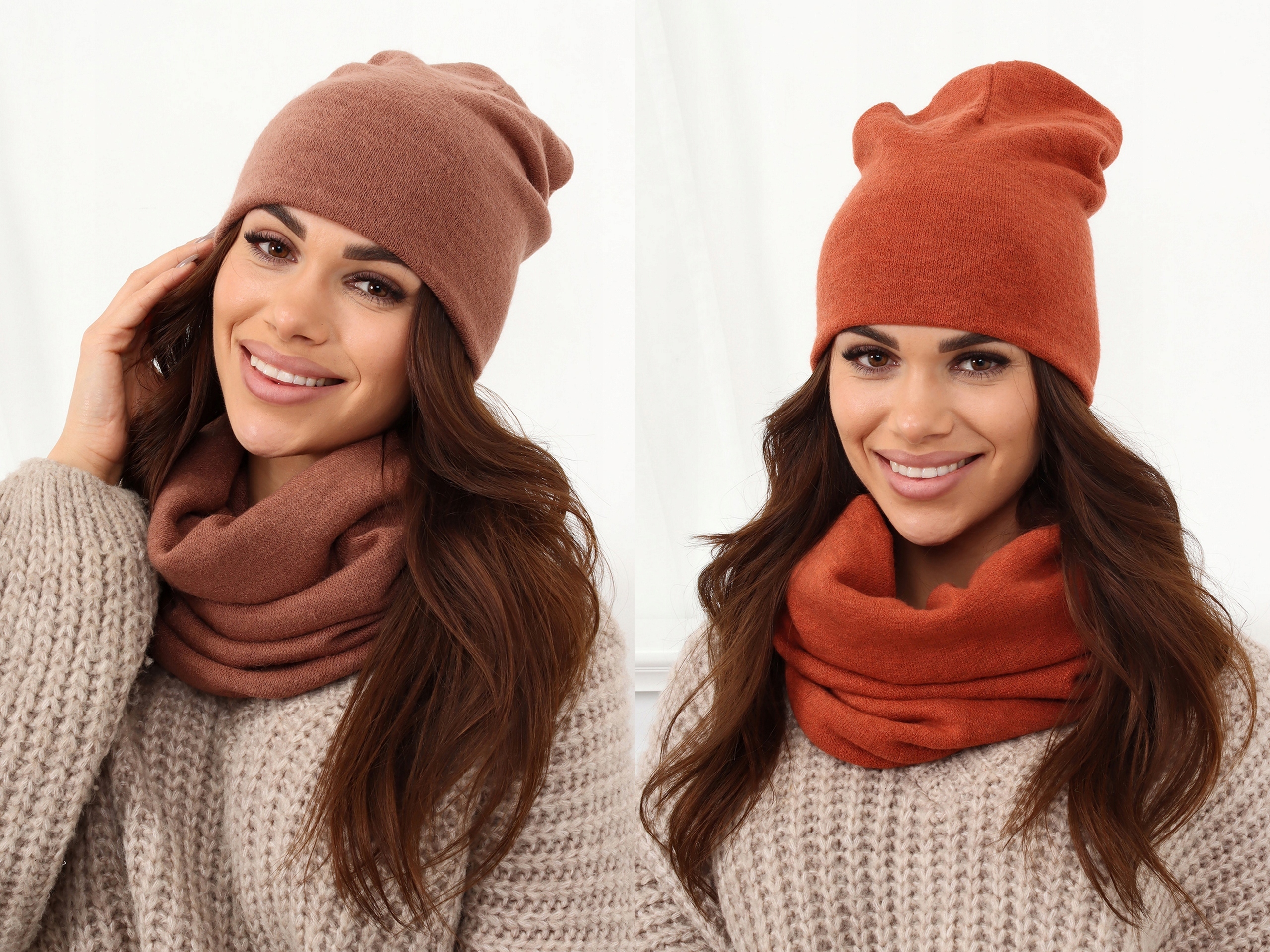 KOMPLET DAMSKI CZAPKA BEANIE KOMIN GOLF TUBA DUŻY ZESTAW CIEPŁY ZIMOWY 2468 Rozmiar uniwersalny