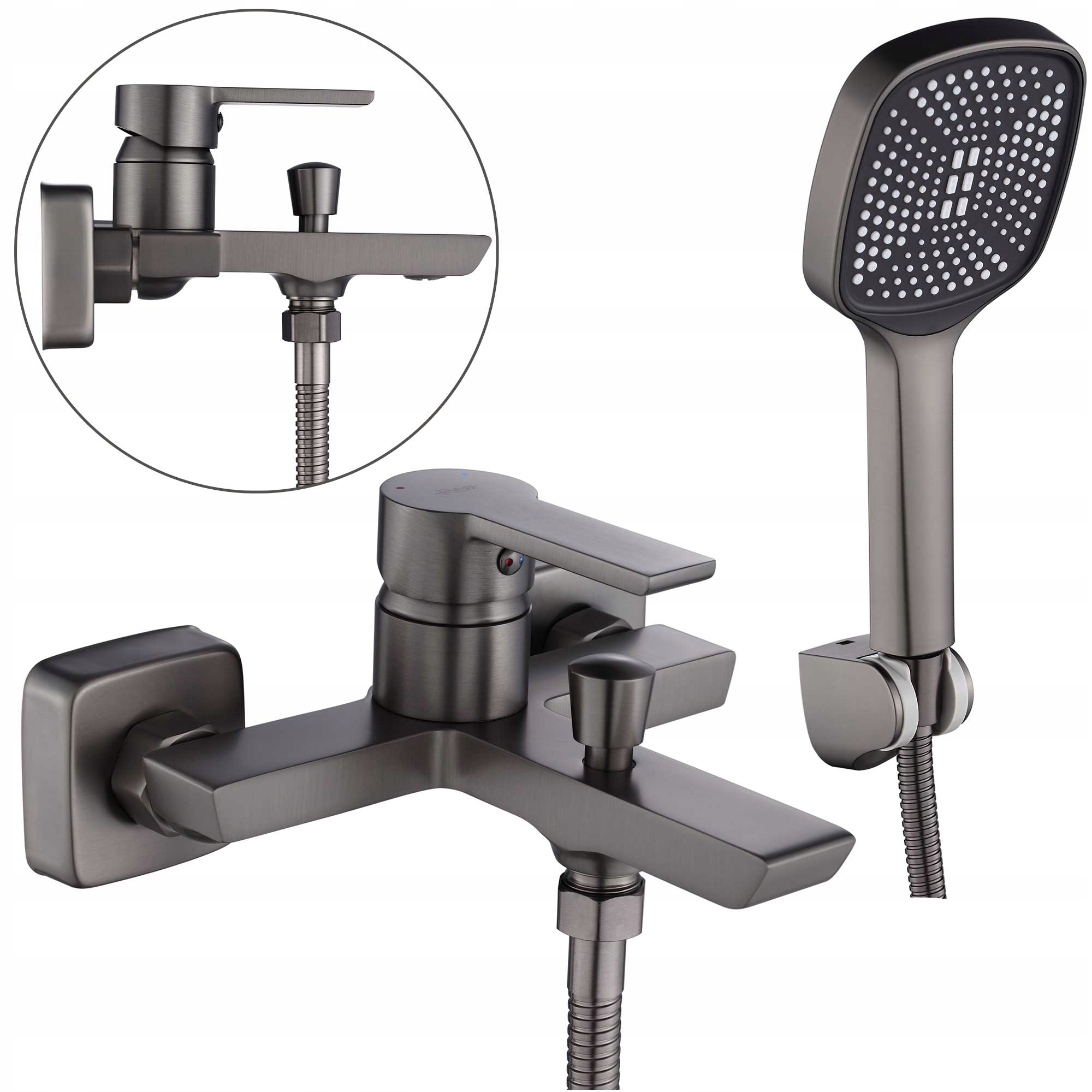 Vaňová batéria so slúchadlom na stenu šedá Rea Argus Dosah výtoku 17,5 cm