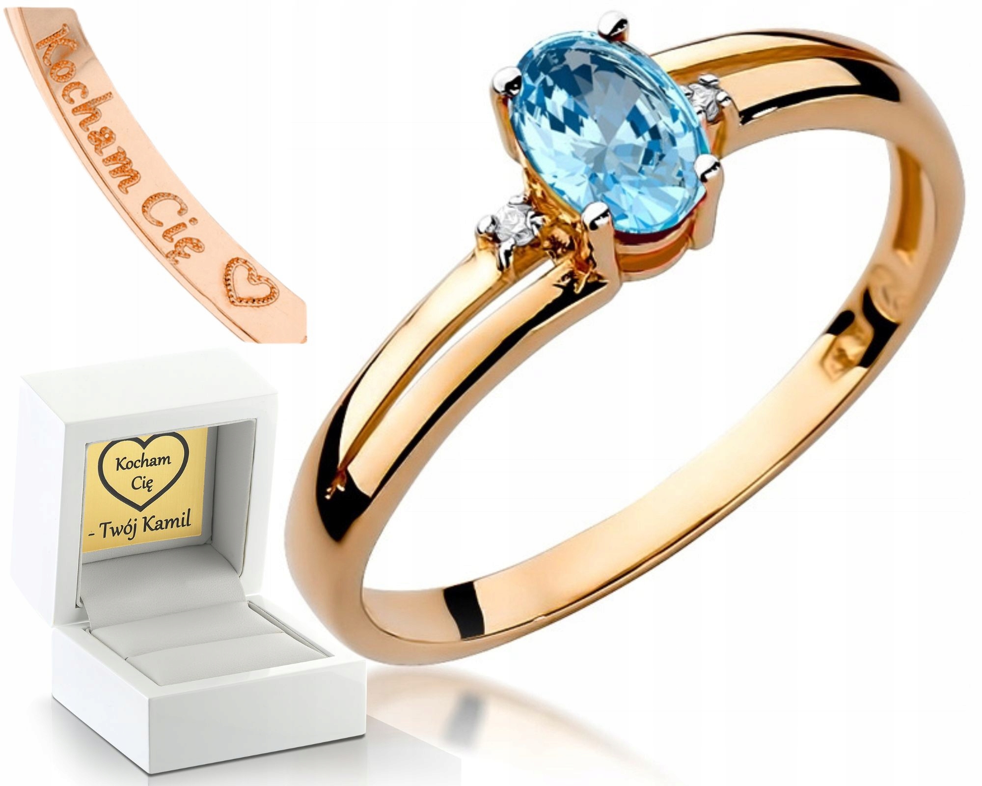 Prstýnek Topaz A Brilianty Růžové Zlato 585