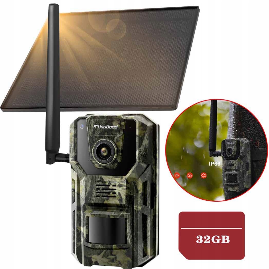 Solární Fotopast 3G 4G S Sim Gps Kamera 2K Noční IP66 Akumulátor 32GB Sd