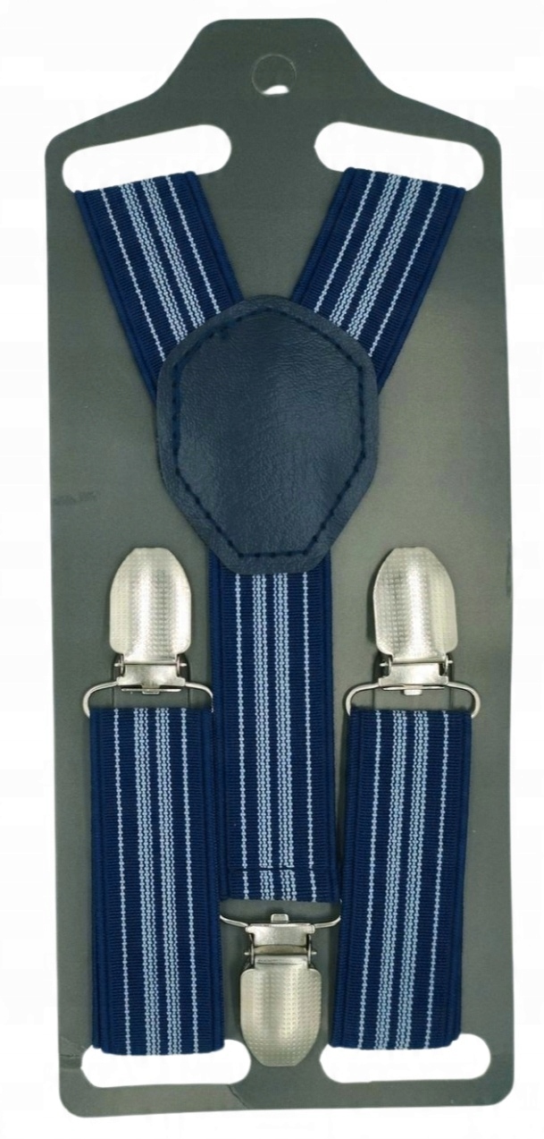 dziecięce szelki do spodni NIEBIESKIE W PASKI 40- 65cm 1- 8 lat regulowane