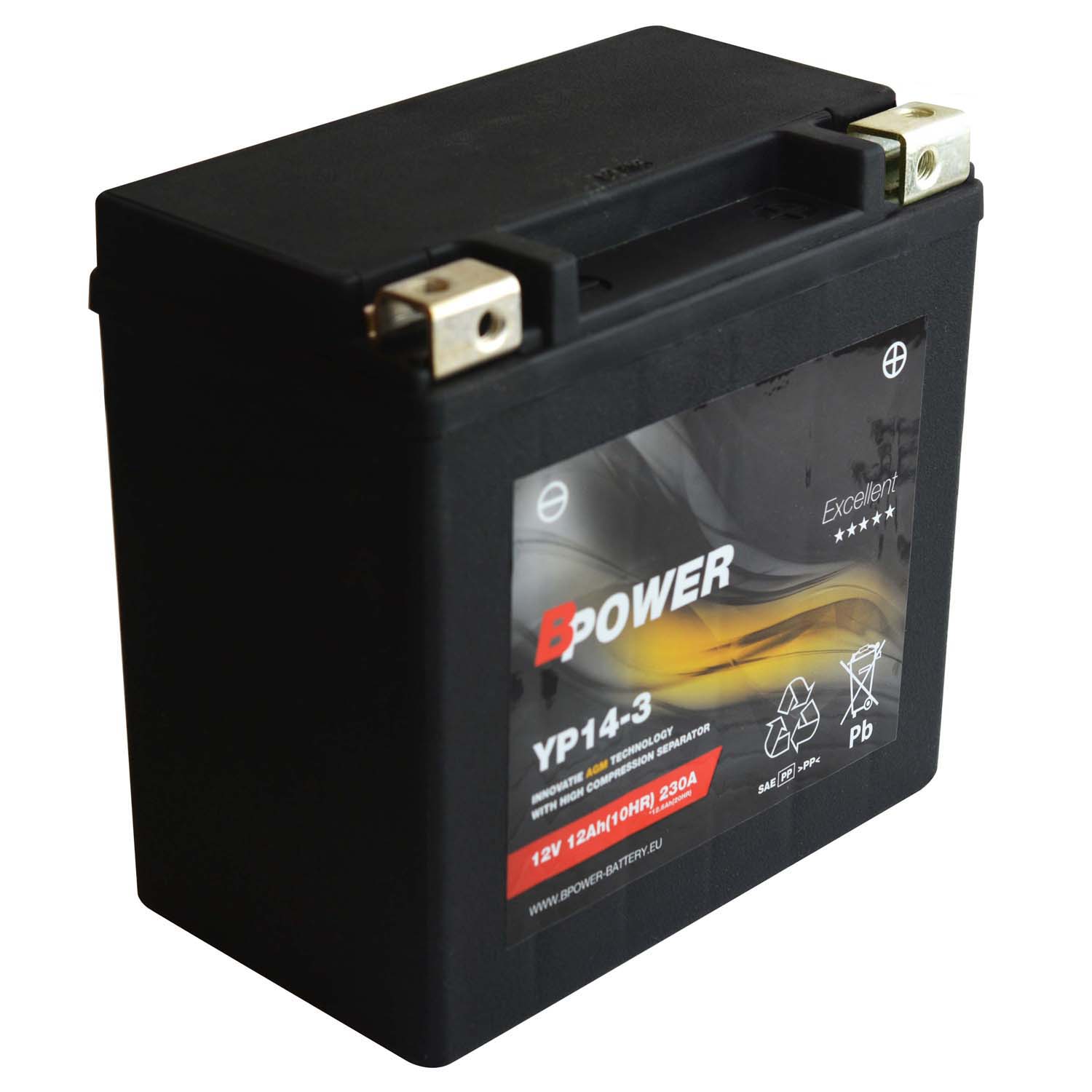 BPower Excellent AGM YP14-3 12V 12AH 230A YTX14L