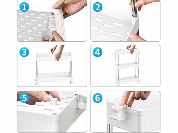 PÓŁKA ŁAZIENKOWA KUCHENNA SZAFKA NA KÓŁKACH REGAŁ Kolor biały