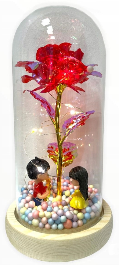 WIECZNA RÓŻA W SZKLE ŚWIECĄCA flower box rose LED