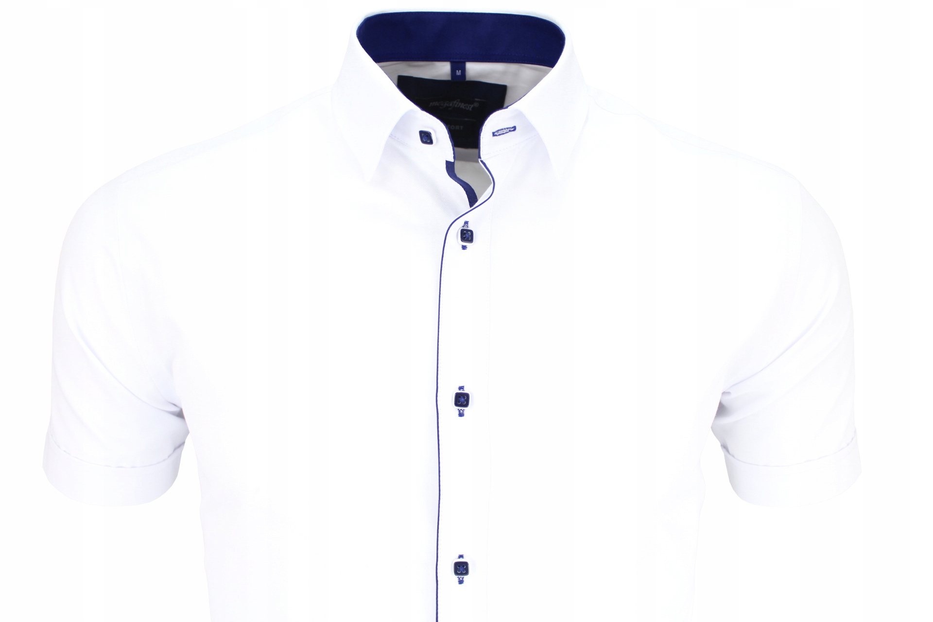 

Biała koszula z granatem 752 Slim XXL