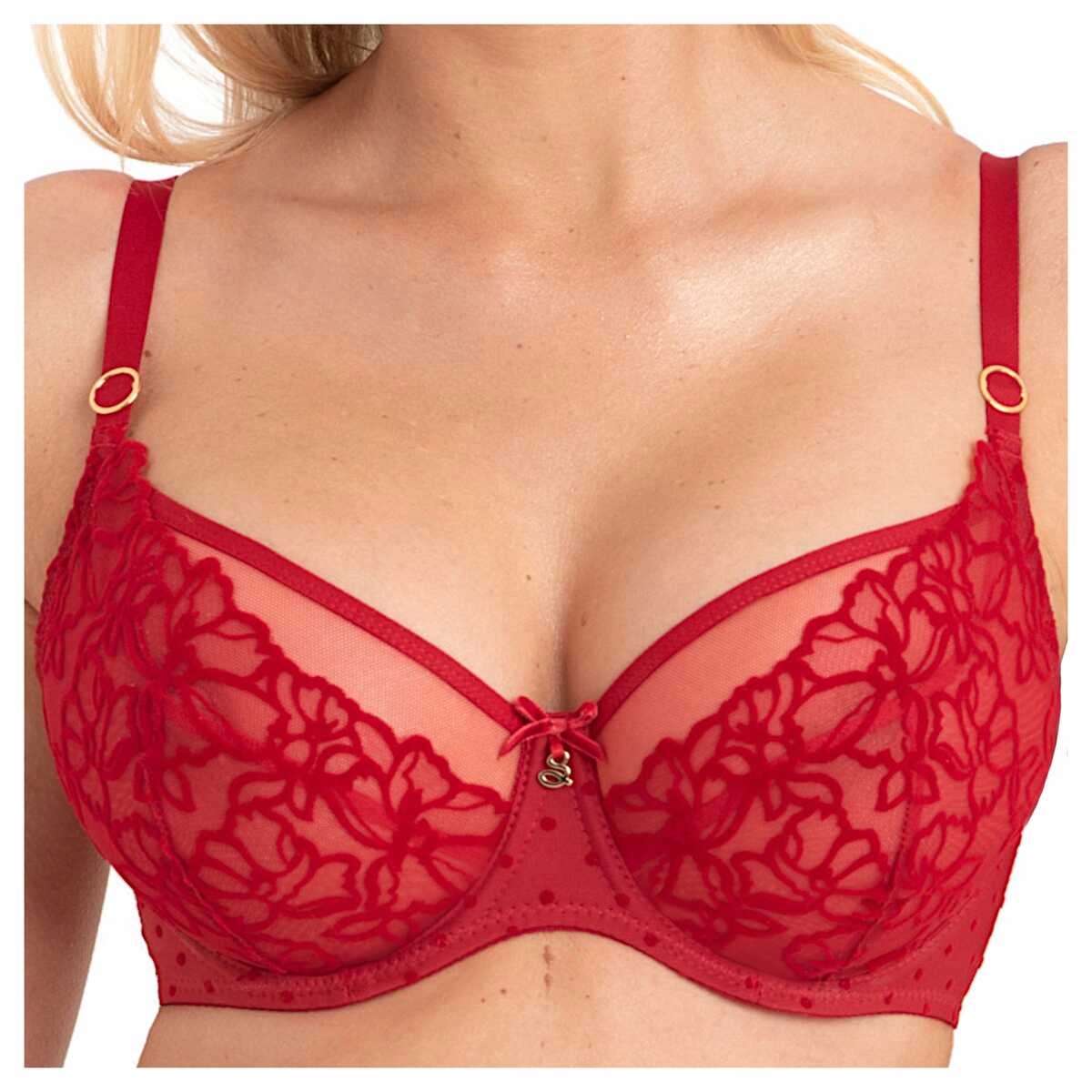 Samanta Měkká krajková podprsenka Emma A123 karmínová 80E