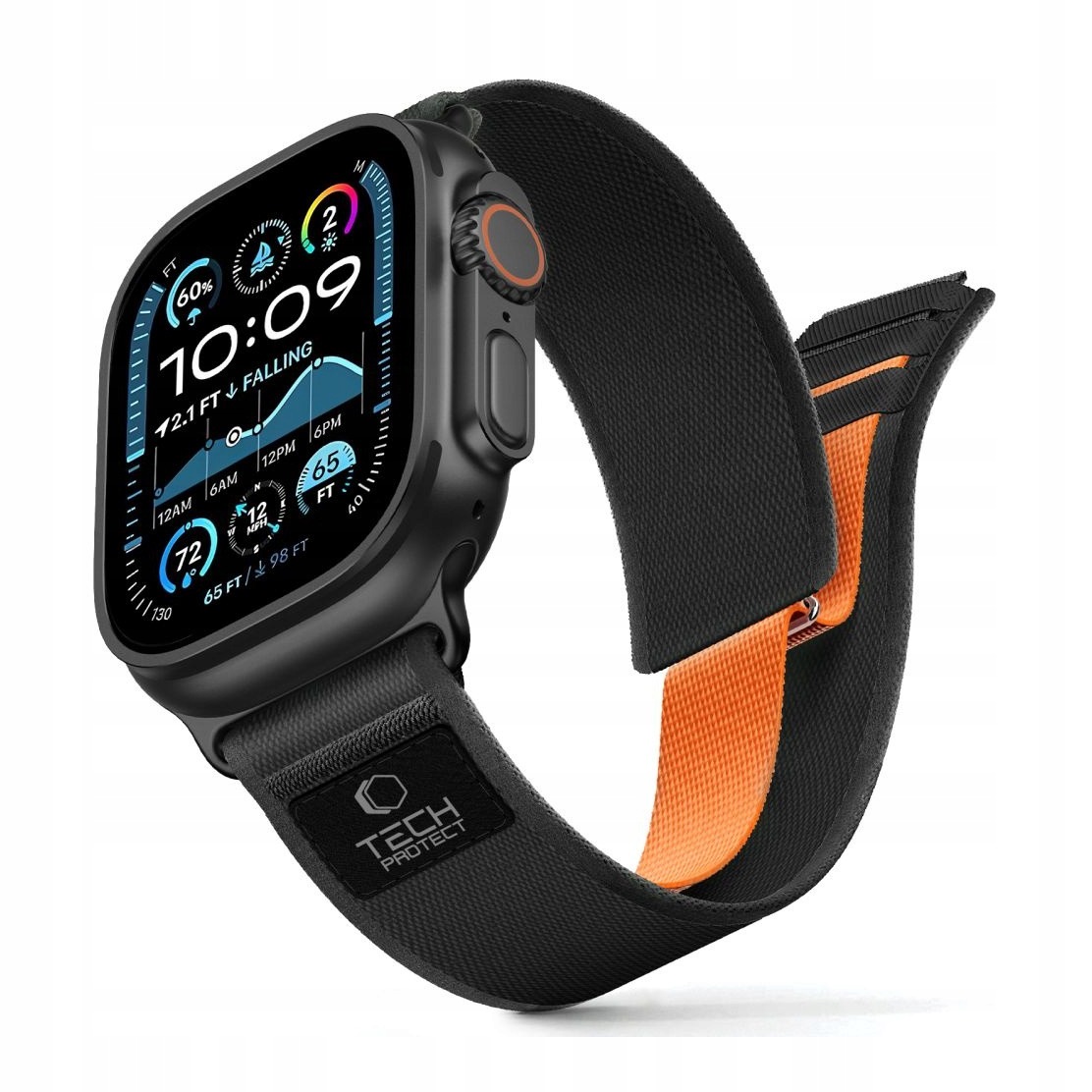 Pasek Nylon Elite do Apple Watch (44/45/46/49 mm) czarno-pomarańczowy