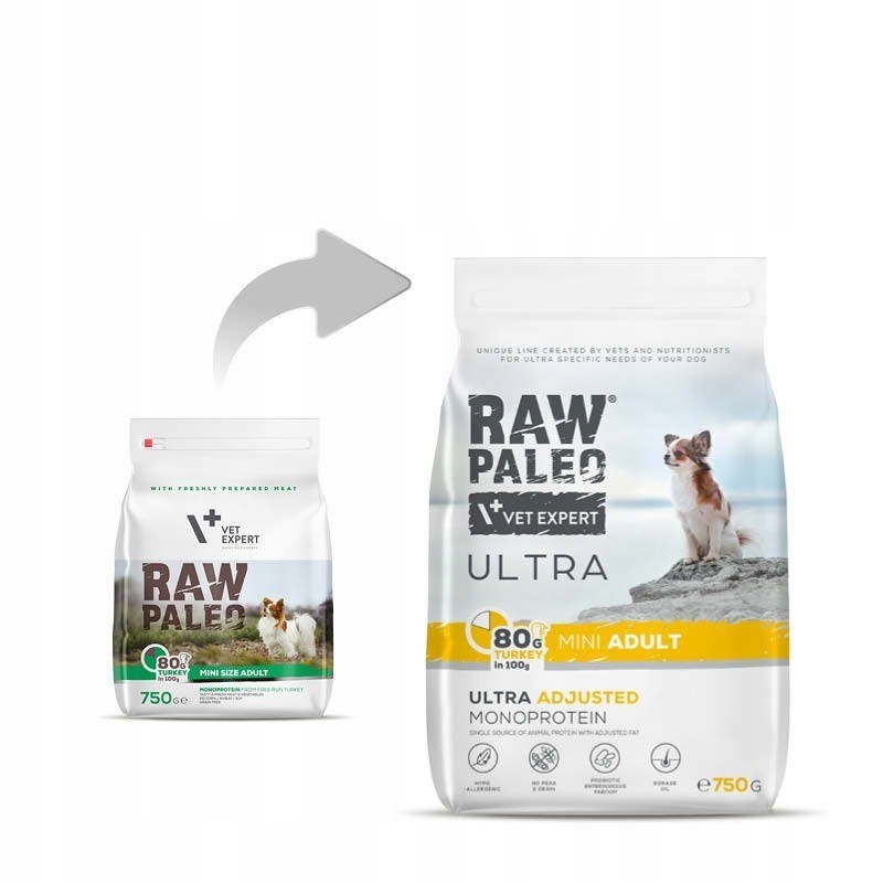 Levně VetExpert Raw Paleo Ultra Krůta Mini Adult 750 g