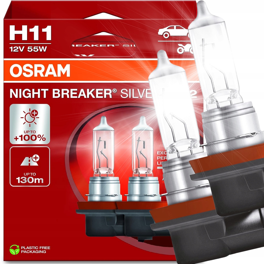 Mocne Żarówki H11 Osram Night Breaker Silver +130m +100% Wicej wiatła