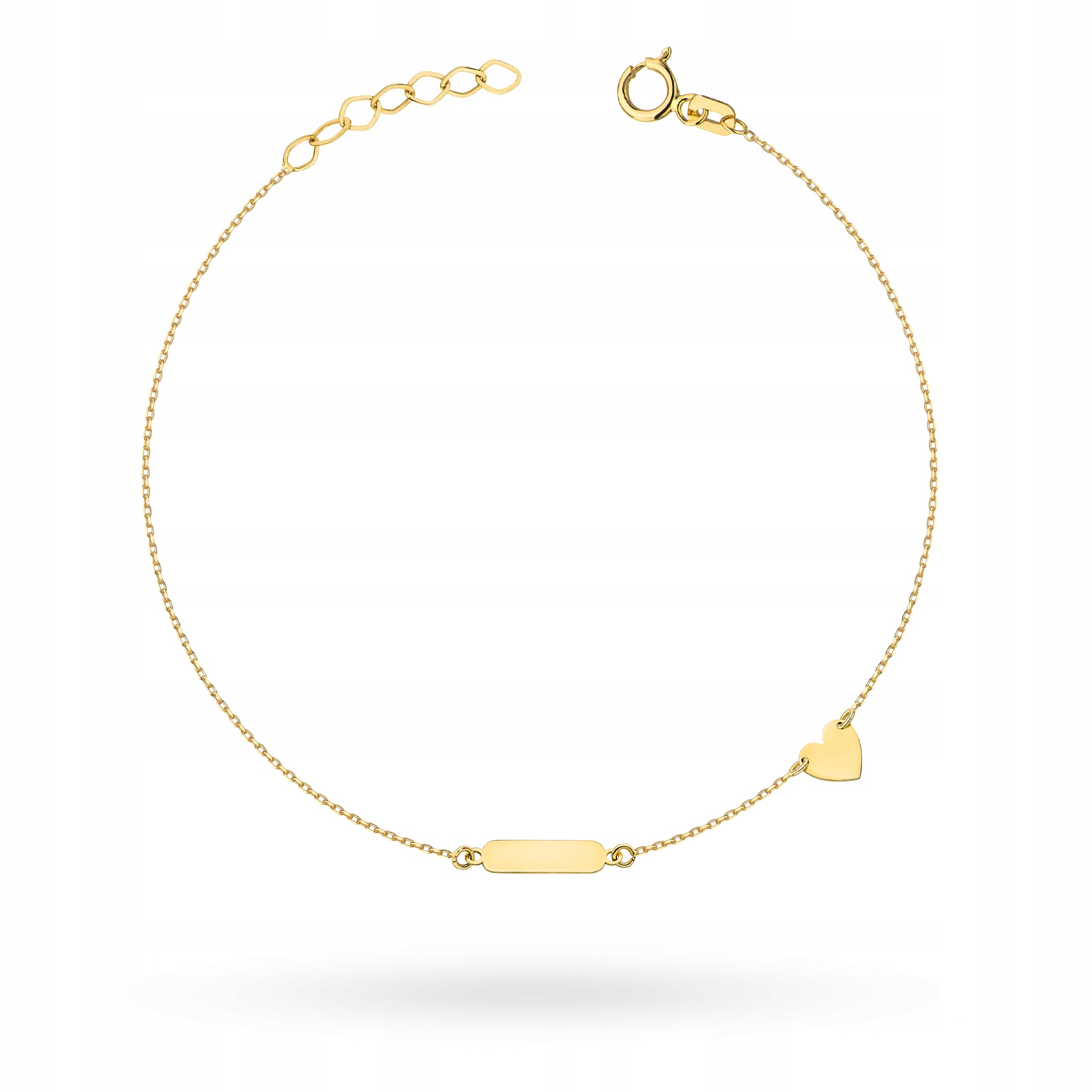 Zlatý Dětský Náramek ryzost 585 Srdíčko Destičky Gravírování 14k Krabička