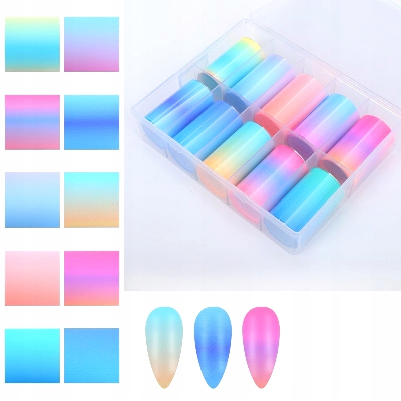 

Pastelowa Folia Transferowa Ombre Zestaw 10szt