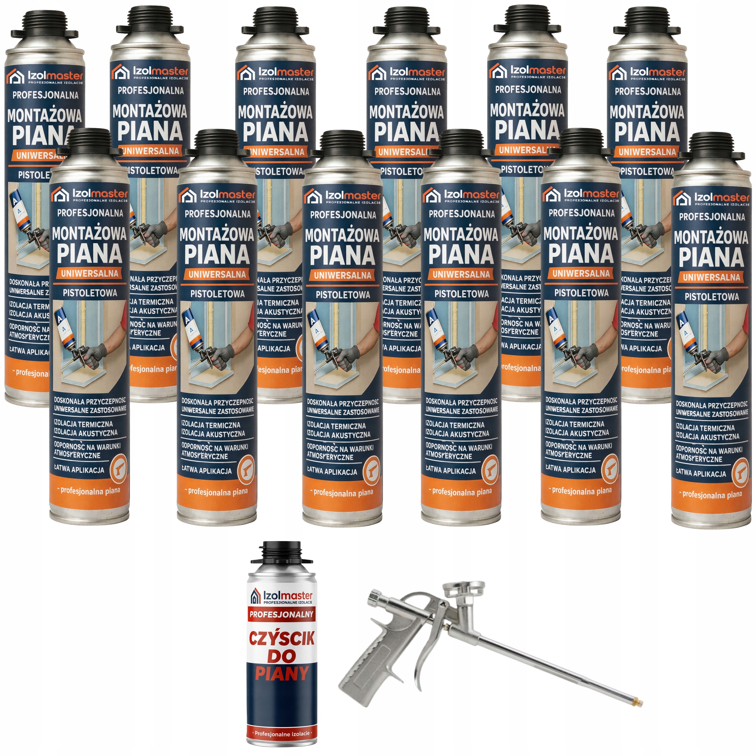 Montážna pištoľová pena Pena Univerzálna 750 ml Pu Pištoľ Čistič