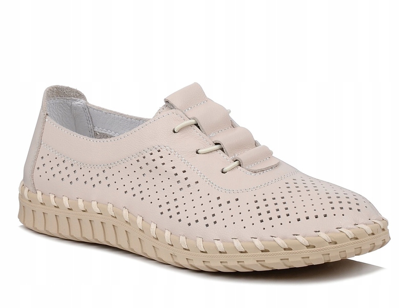 Półbuty damskie całe beżowe T.Sokolski W26-47 buty wiosenne skórzane 38