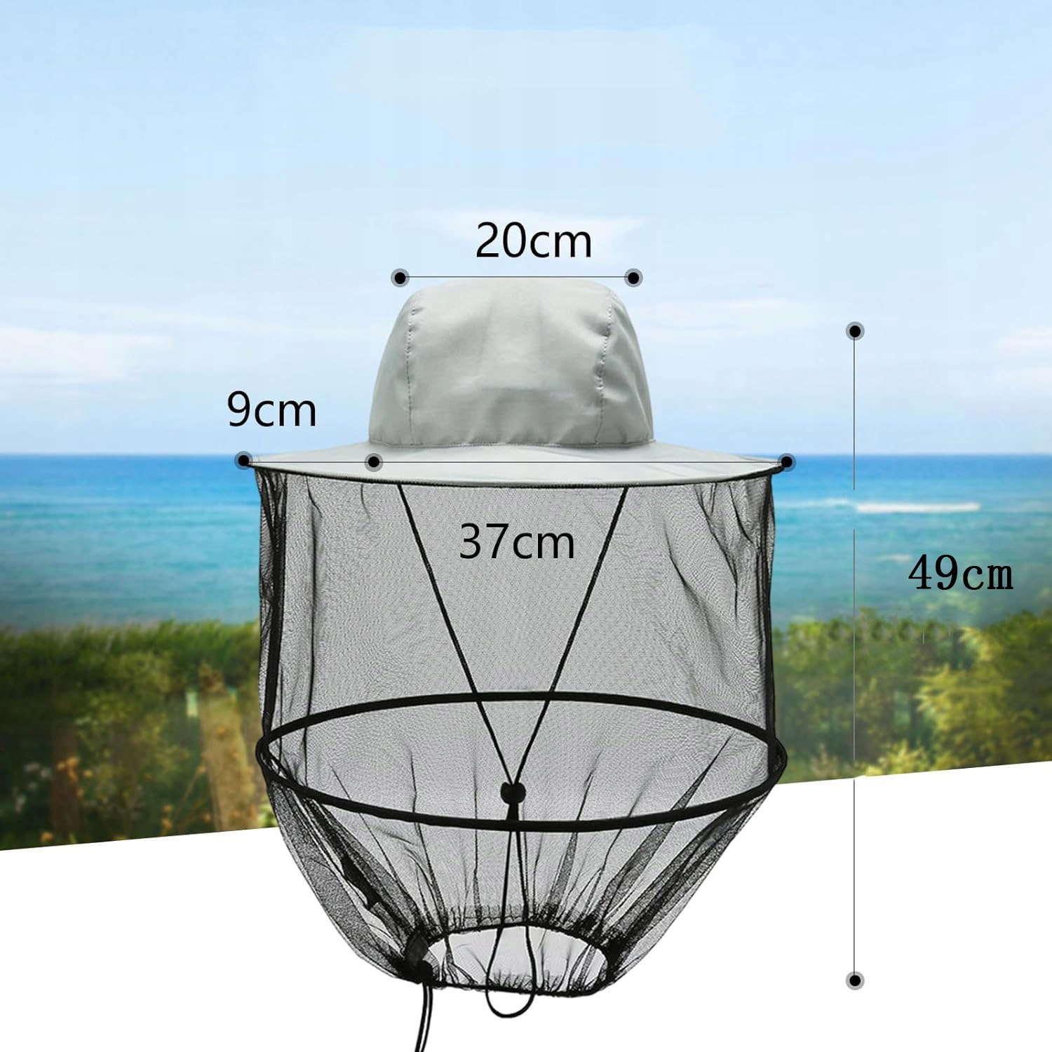 Moskitiera Na Kapelusz Głowę Wędkarski Siatka Na Komary Insekty Owady Marka bez marki
