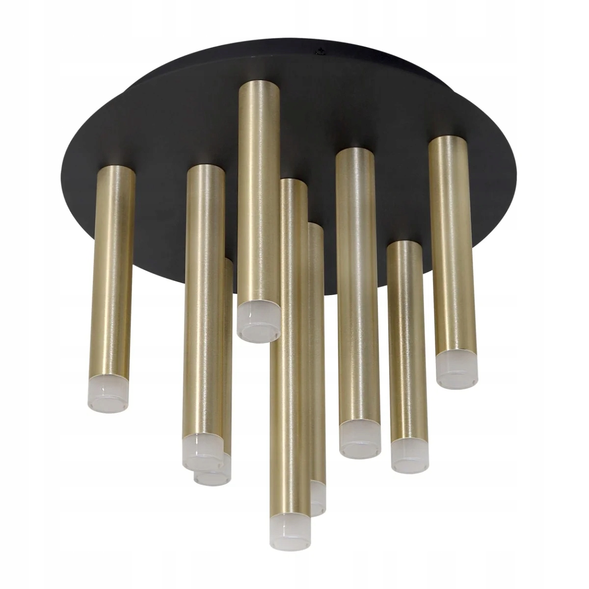 Stropná lampa okrúhla 30 cm čierna zlatá 9 tub moderná do spálne Polux