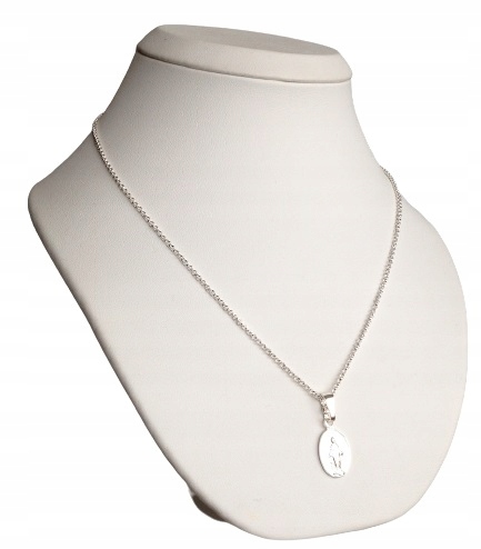 Łańcuszek srebrny Medalik Matka Boska Niepokalana (na PREZENT / Komunia) Długość całkowita 38 cm