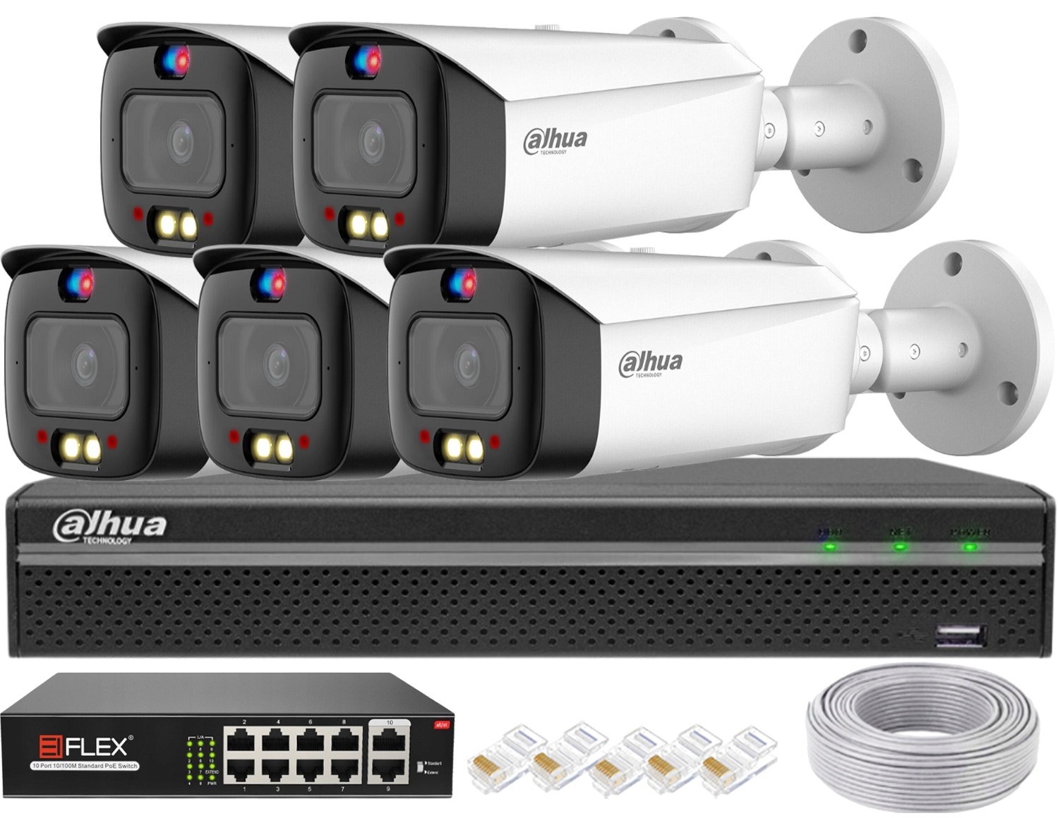 Monitorovací sada Dahua 5x Ip kamera 5Mpx IPC-HDW3549H-AS-PV-S5 TiOC PoE