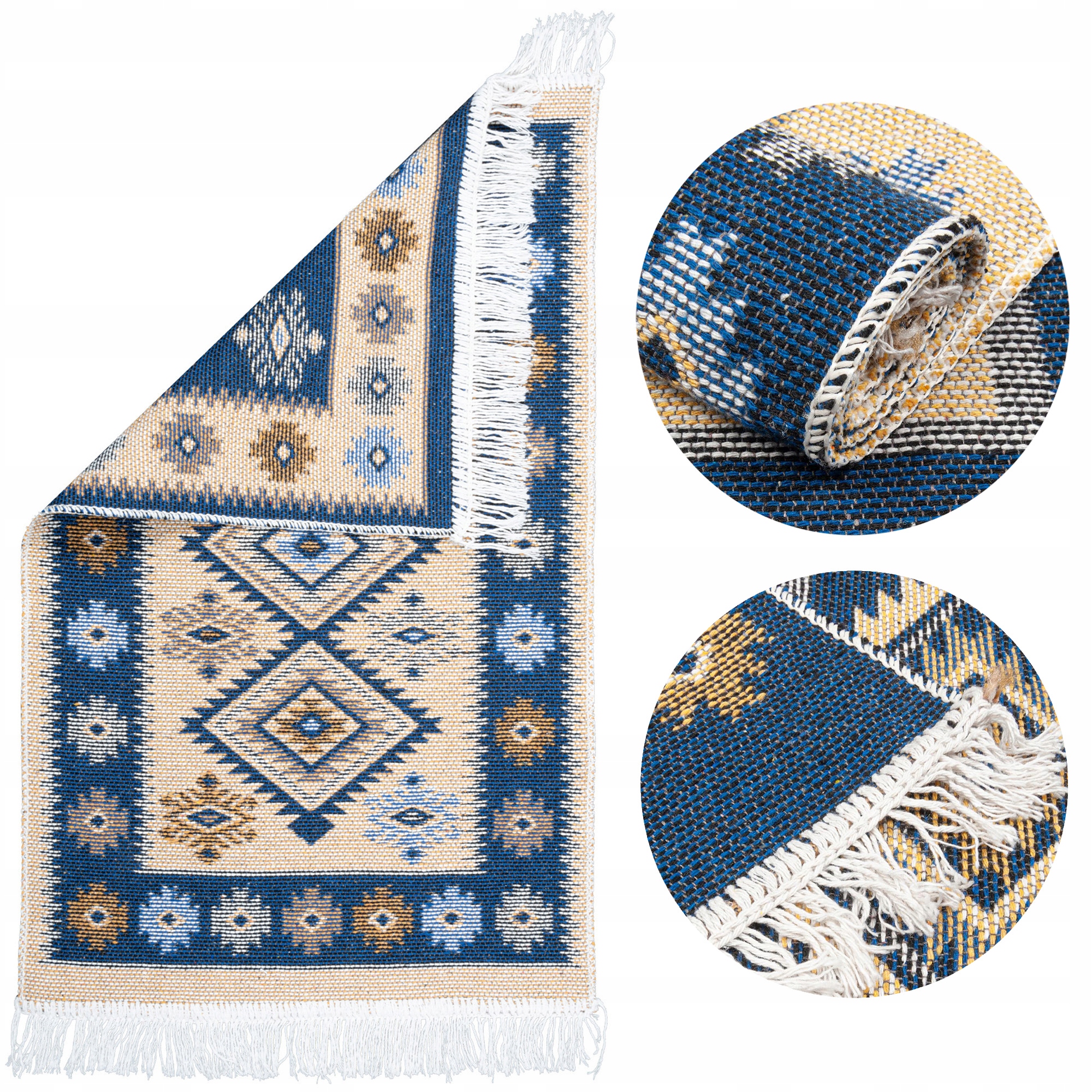 

Dywanik Kilim tkany frędzle Boho granatowy 50x80cm