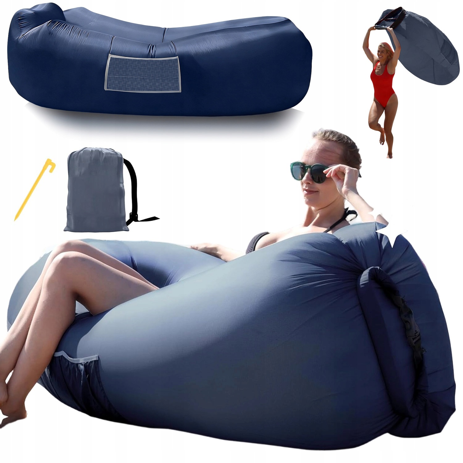Matrace Lazy Bag Lehátko Na Pláž S Kapsou Air Sofa Skládací