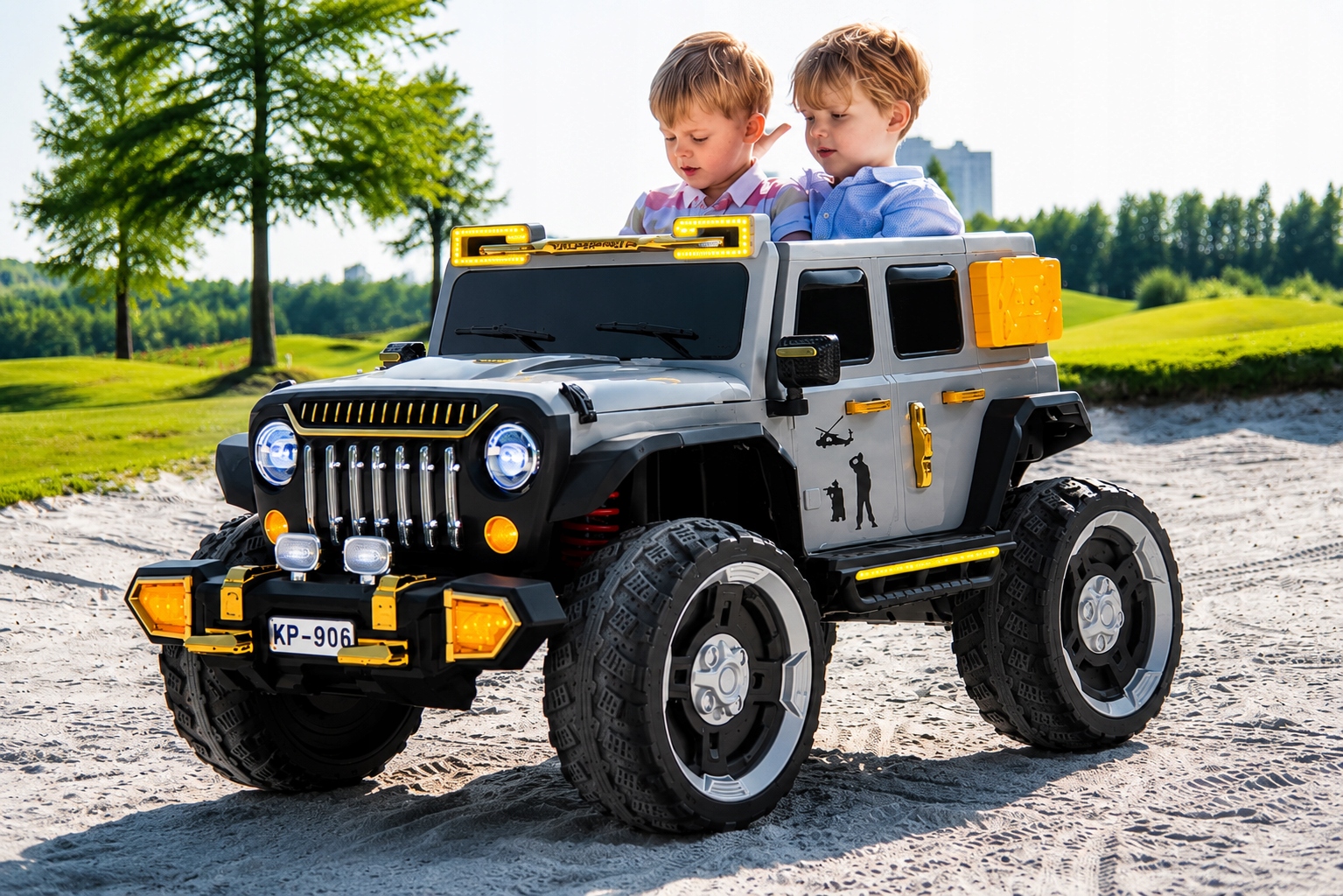 elektrinis Automobilismobilis vaikams Jeep 4X4 vaikams EVA nuotolinio valdymo pultas LED MP3 Duże Koła 4x100 W elektrinis automobilis vaikams
