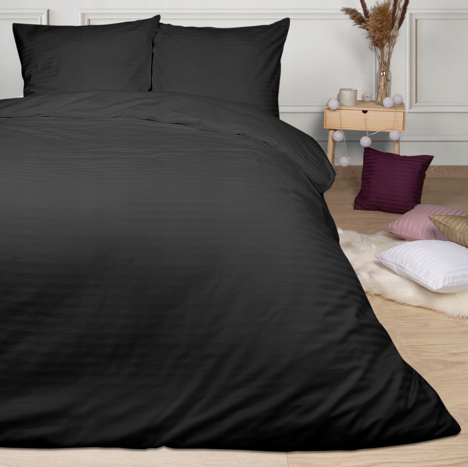 

Pościel satyna bawełniana Cizgili Black 140x200