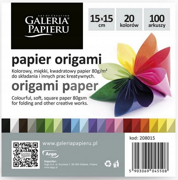 

Papier Do Origami MIX Kolor 15*15CM 100A 80G/M2