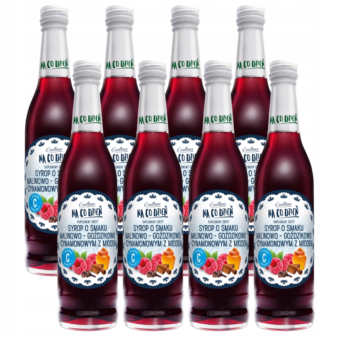 Levně Excellence Malinovo-hřebíčkovo-skořicový sirup s medem 430 ml x 8 ks