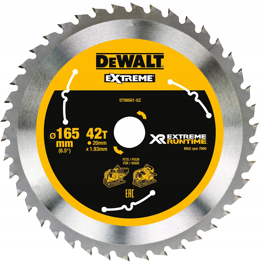

Piła tarczowa 165x20mm 42z FlexVolt DeWALT DT99561