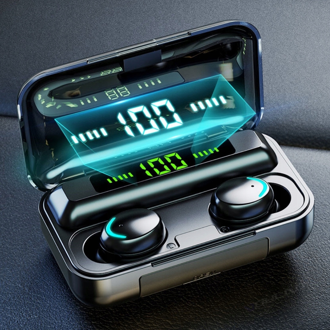 NAJNOWSZE SŁUCHAWKI BEZPRZEWODOWE BLUETOOTH 5.1 + POWERBANK WYŚWIETLACZ LED Model BTH-F9-5