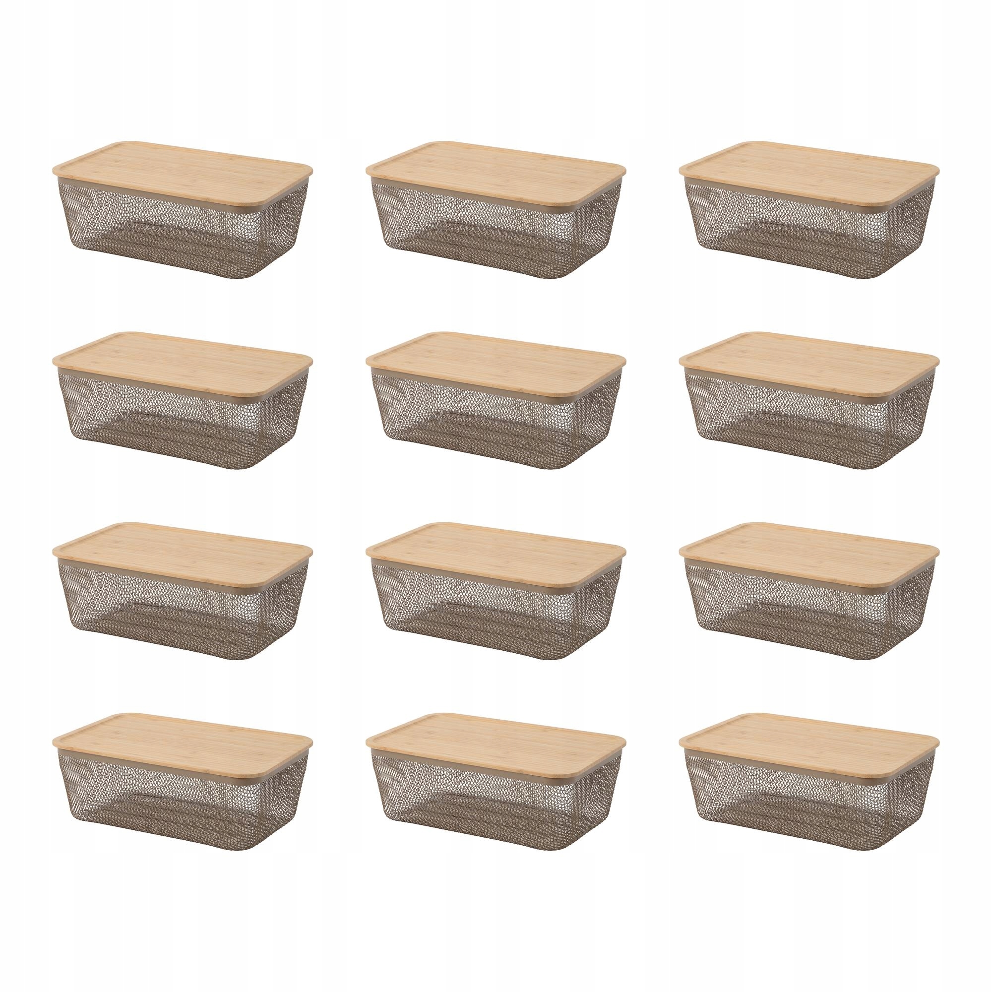 12 szt. Kosz na żywność z pokrywką metal bambus 32x21 Ikea 365+
