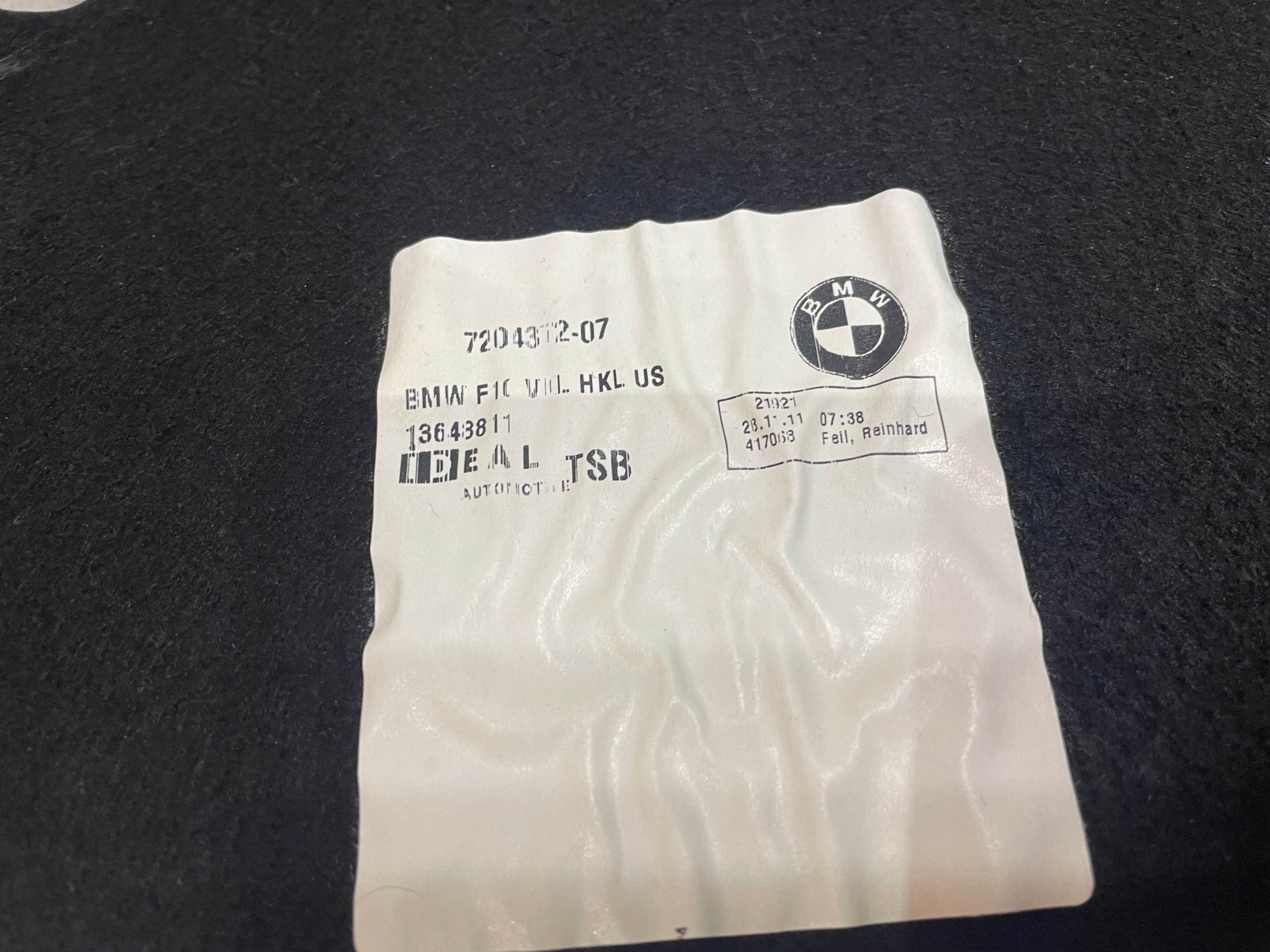 upholstery bonnet boot BMW 5 F10