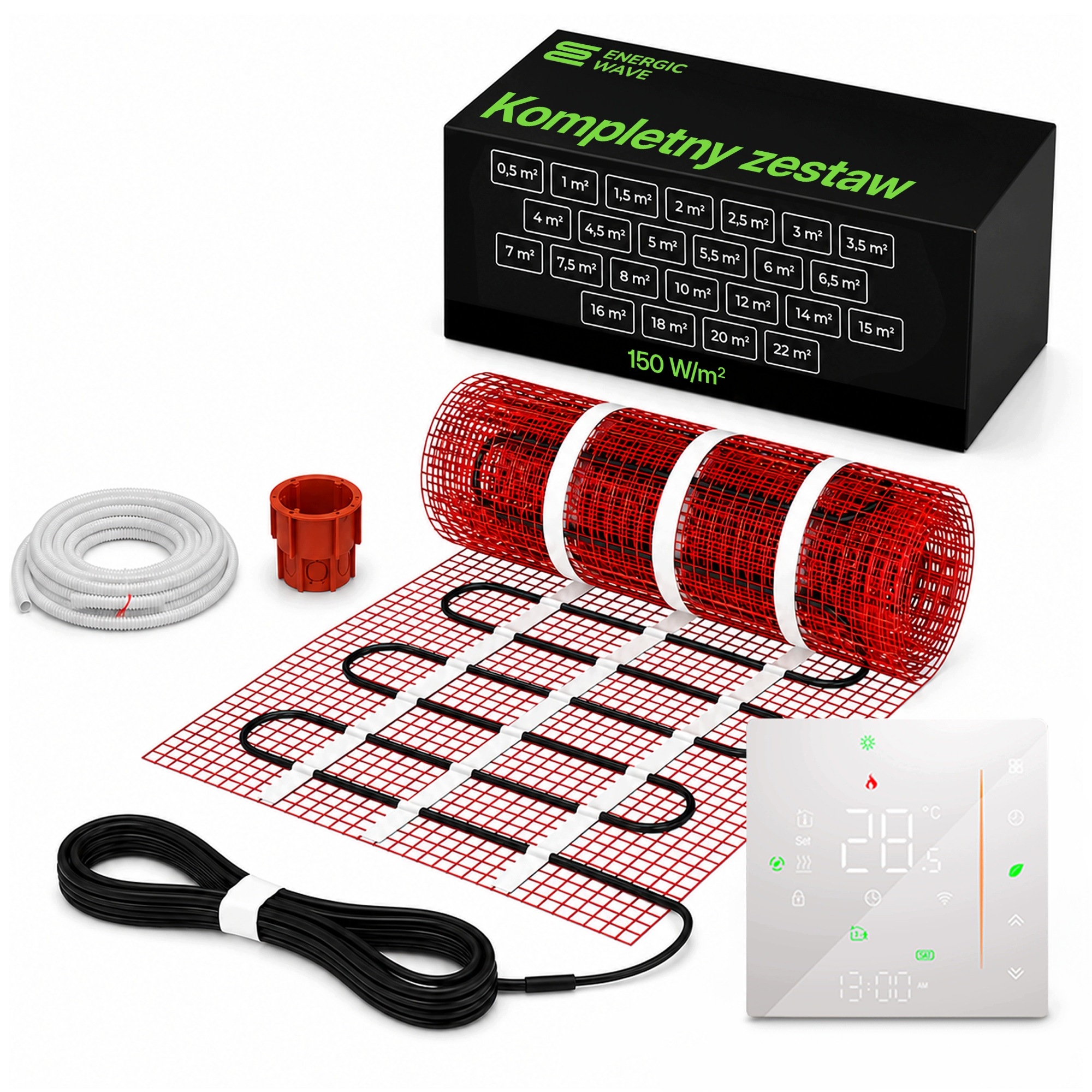 Vyhřívací Podložka pod dlaždice 150 W/m2 4 m2 Sada s Wifi termostatem