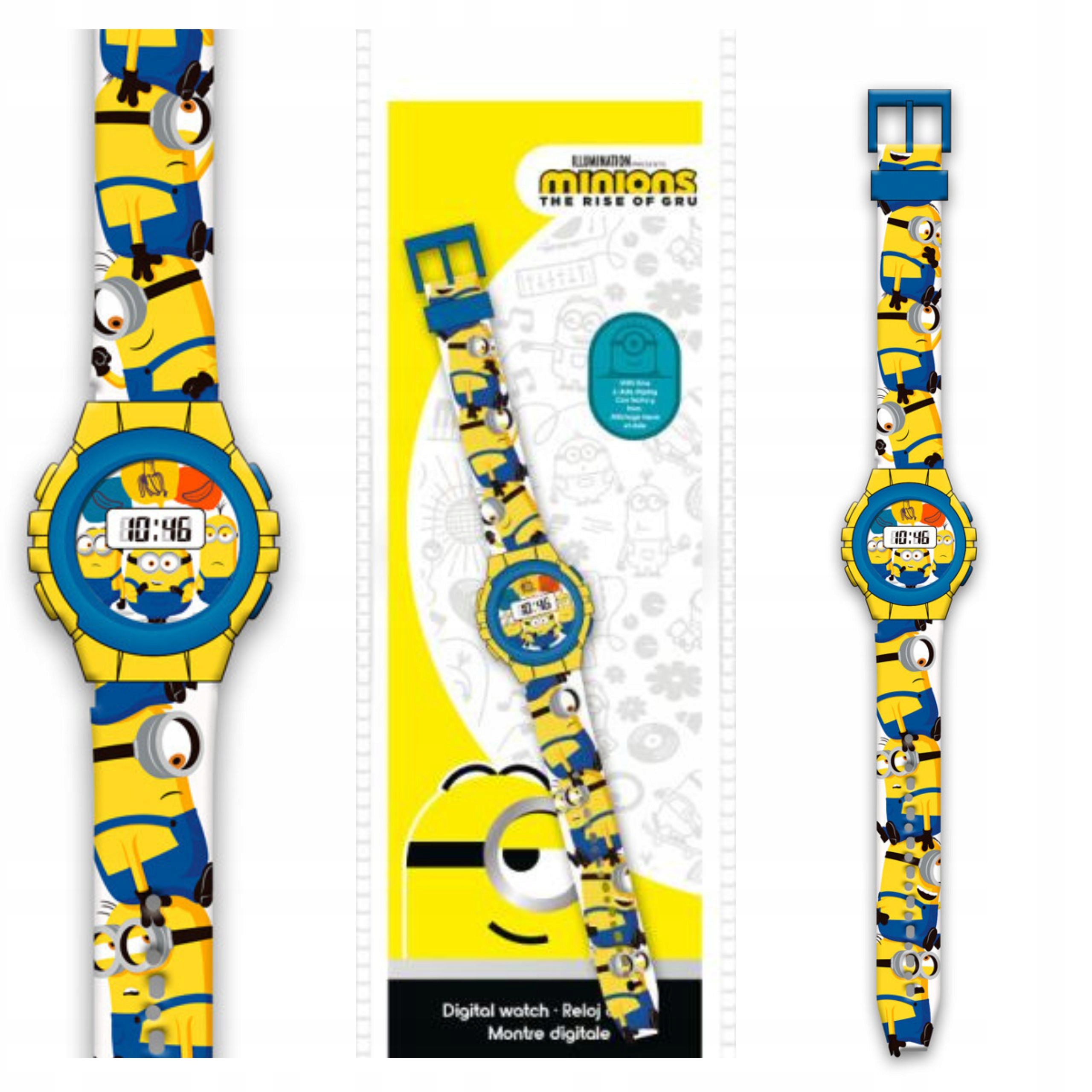 ZEGAREK CYFROWY NA RĘKĘ DZIECIĘCY DLA DZIECI MINIONKI 3+