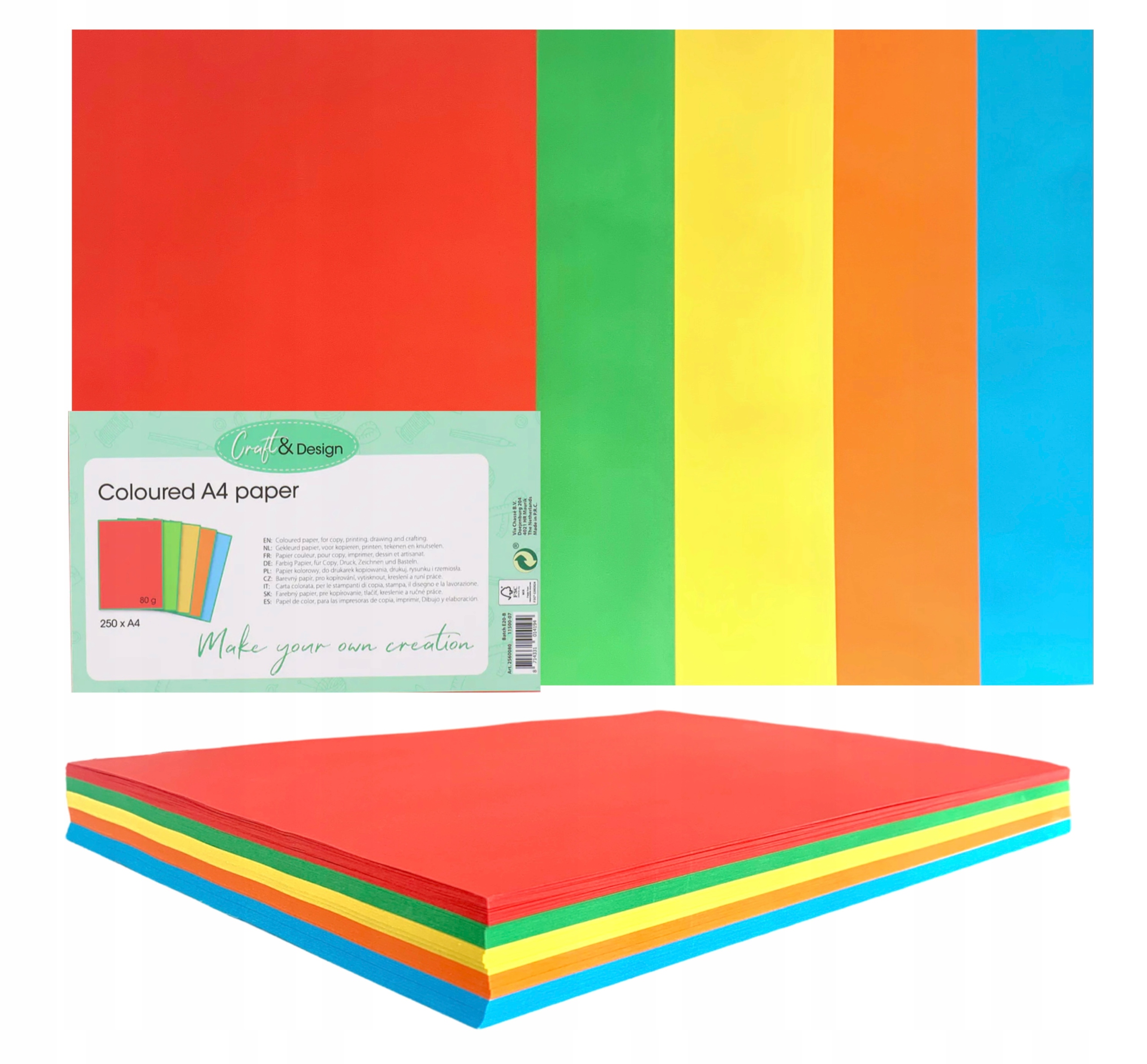 

Papier Kolorowy 250 Kartek A4 80gsm