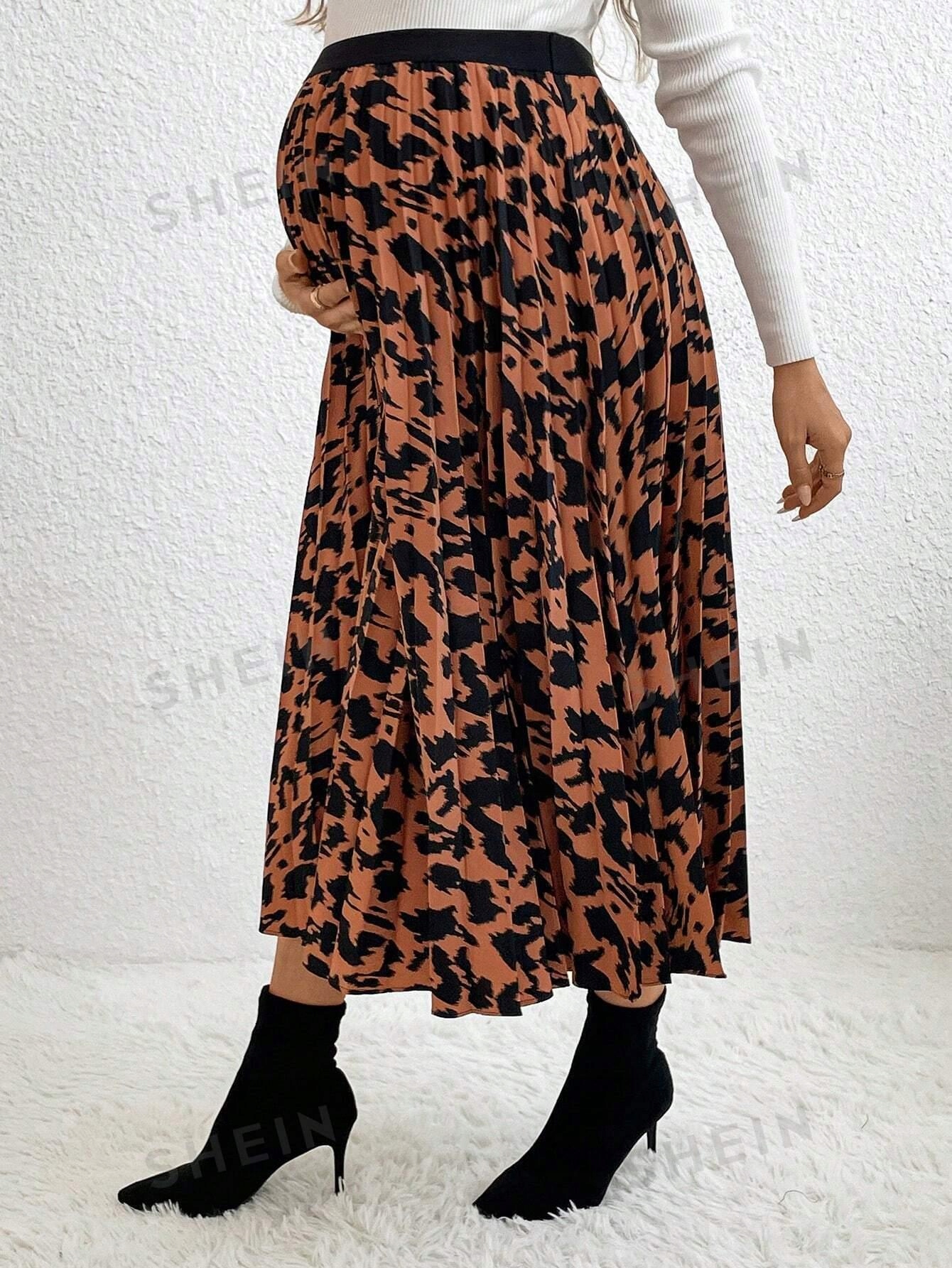 SPÓDNICA CIĄŻOWA BRĄZOWA MIDAXI PLISOWANA SHEIN 36