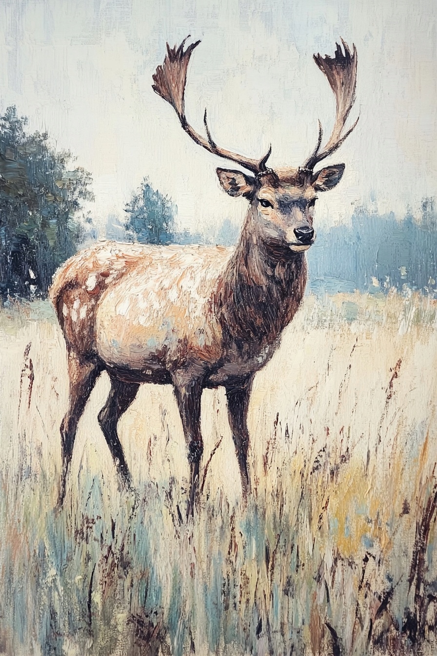 Obraz Na Plátně Canvas Portrét Jelen Louka Skandinávský Les Styl 80x120
